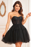 Detachable Long Sleeves A-Line Corset Little Black Dress