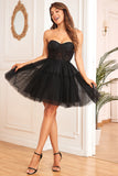 Detachable Long Sleeves A-Line Corset Little Black Dress