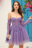 Detachable Long Sleeves A-Line Corset Little Black Dress