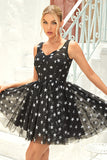 A Line Tulle Little Black Dress with Stars