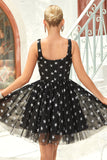 A Line Tulle Little Black Dress with Stars