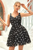 A Line Tulle Little Black Dress with Stars