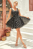 A Line Tulle Little Black Dress with Stars