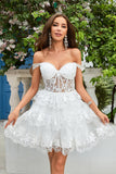 Cute A Line Corset Tiered Little Black Dress with Lace