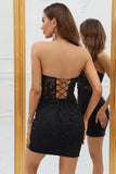 Corset Lace Tight Little Black Dress
