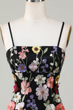 Bodycon Little Black Dress with 3D Flowers