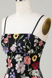Bodycon Little Black Dress with 3D Flowers