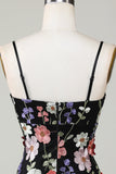 Bodycon Little Black Dress with 3D Flowers