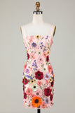 Bodycon Little Black Dress with 3D Flowers