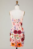 Bodycon Little Black Dress with 3D Flowers
