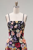 Bodycon Little Black Dress with 3D Flowers