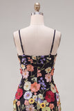 Bodycon Little Black Dress with 3D Flowers