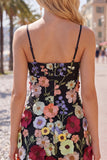 Bodycon Little Black Dress with 3D Flowers