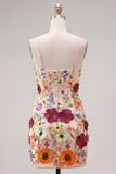 Bodycon Little Black Dress with 3D Flowers