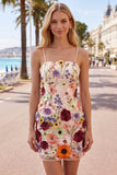 Bodycon Little Black Dress with 3D Flowers