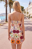 Bodycon Little Black Dress with 3D Flowers
