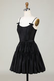 Trendy A-Line Corset Satin Little Black Dress