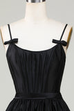 Trendy A-Line Corset Satin Little Black Dress