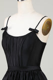 Trendy A-Line Corset Satin Little Black Dress