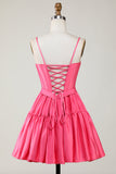 Trendy A-Line Corset Satin Little Black Dress