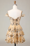 Sparkly A Line Off The Shoulder Corset Lace Little Black Dress