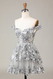 Cute Sparkly Hot Pink A Line Tiered Corset Lace Short Graduation Dress