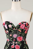 Strapless Bodycon Little Black Dress with Appliques