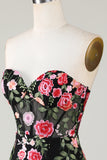 Strapless Bodycon Little Black Dress with Appliques