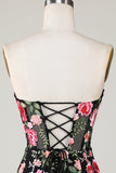 Strapless Bodycon Little Black Dress with Appliques