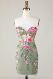 Strapless Bodycon Little Black Dress with Appliques