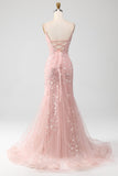 Sparkly Mermaid Beaded Light Blue Long Prom Dress With Appliques