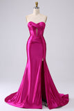 Sparkly Dark Green Mermaid Sweetheart Corset Long Prom Dress with Slit