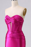 Sparkly Dark Green Mermaid Sweetheart Corset Long Prom Dress with Slit