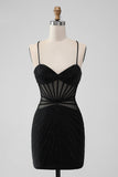 Bodycon Corset Little Black Dress with Beading