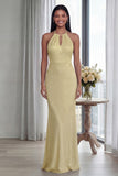 Halter Sky Blue Cut Out Mermaid Evening Dress