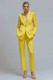 Orange 2 Piece Notched Lapel Single Buckle Women Suits