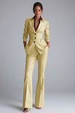 Kahki Peaked Lapel 2 Piece Single Breasted Women Suits