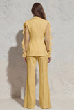 2 Piece Ruffled Notched Lapel White Women's Suit