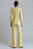 Kahki Peaked Lapel 2 Piece Single Breasted Women Suits