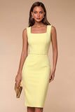 Pencil Square Neck Navy Work Dress