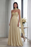Strapless Sky Blue Ruched A Line Evening Dress