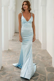 Mermaid V Neck Simple Long Formal Dress