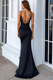 Black Mermaid Backless Long Formal Dress