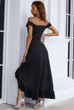 Black Off Shoulder Simple Maxi Formal Dress