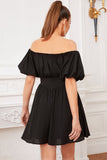 Off the Shoulder A Line Little Black Dress