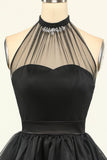 Halter Black Tulle Little Black Dress