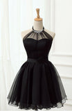 Halter Black Tulle Little Black Dress