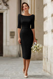 Half Sleeve Ivory Bodycon Midi Engagement Dress