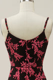 Sheath Spaghetti Straps Velvet Burnout Burgundy Bridesmaid Dress