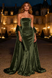 Strapless Silver Velvet Mermaid Evening Dress with Shawl